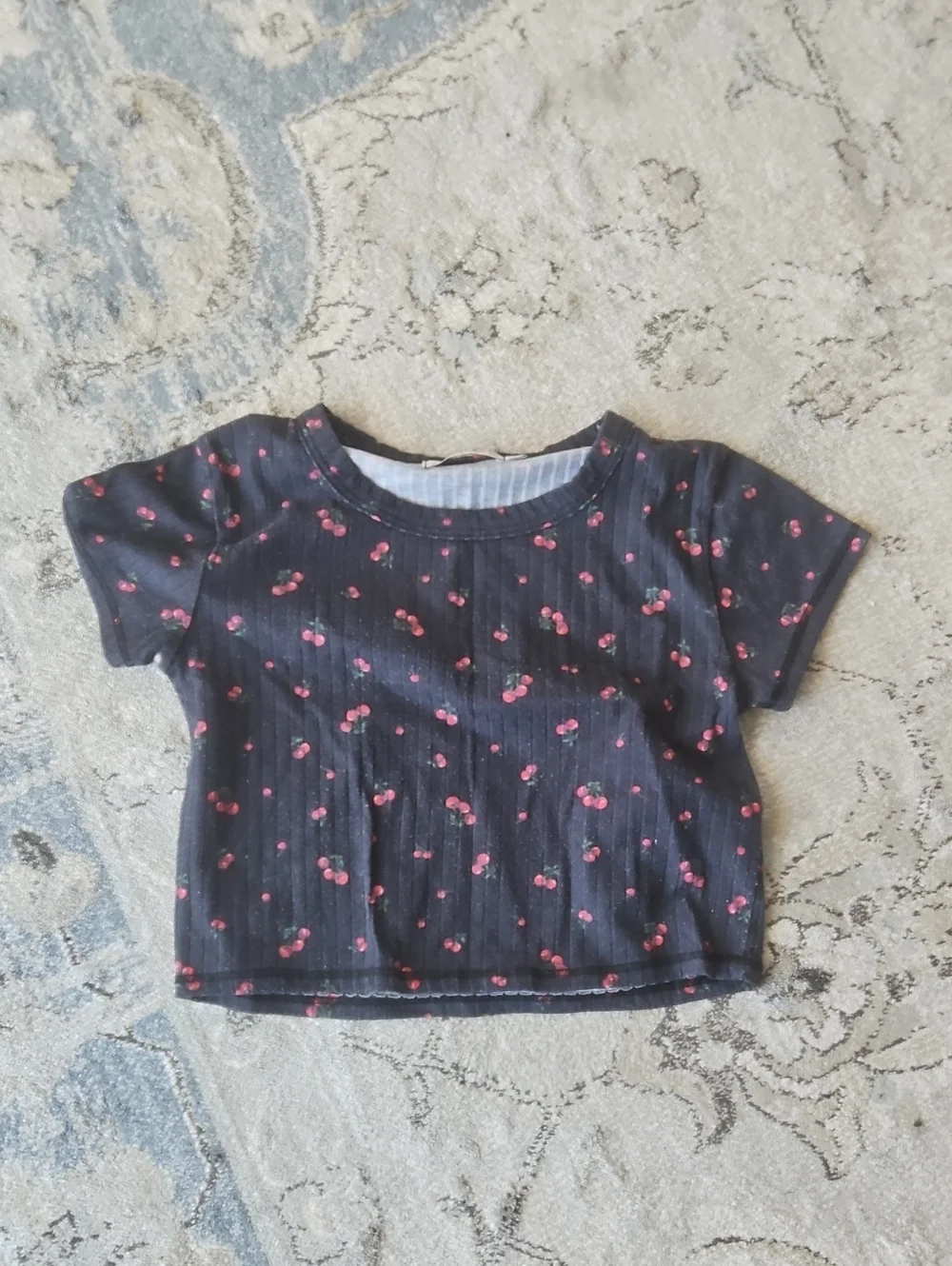 T2love Kids Short Sleeve Cherry Print Top - Navy
